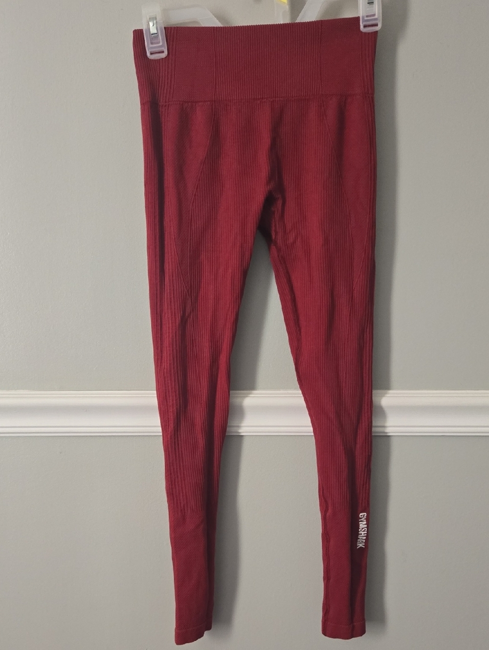 Gymshark Ribbed Leggings in Maroon Red